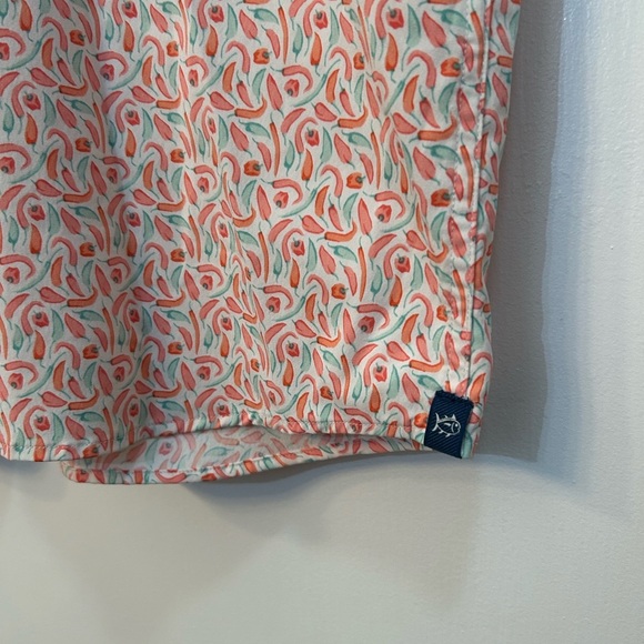Southern Tide Shirt Men S Intercoastal Red Green Peppers Geometric Stretch - Picture 3 of 8